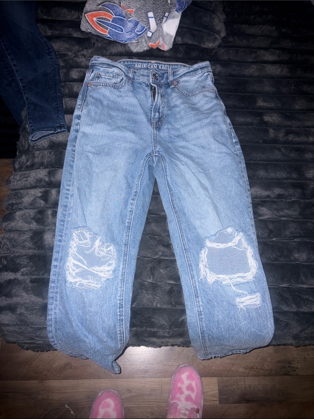American Eagle Outfitters Light Blue Ripped Relaxed Men’s Jeans
